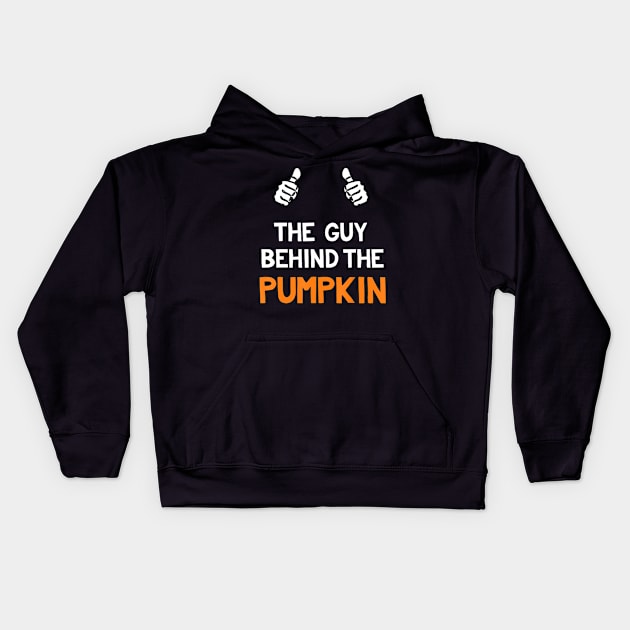 Mens Guy Behind The Pumpkin Funny Halloween Pregnancy Shirts Men Kids Hoodie by williamarmin